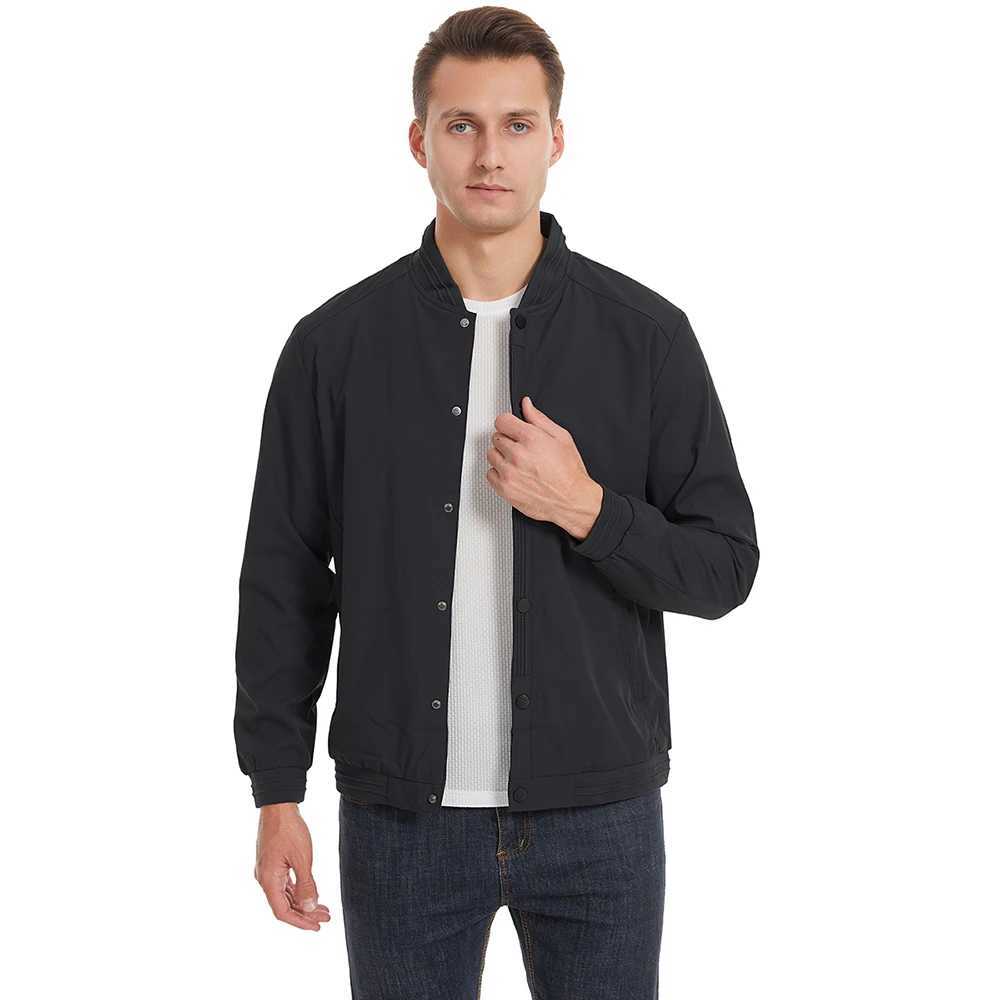 Large Size American Baseball Collar Jacket Business Casual Single Breasted Design Standing Collar Jacket Trendy Quality Menswear W251023