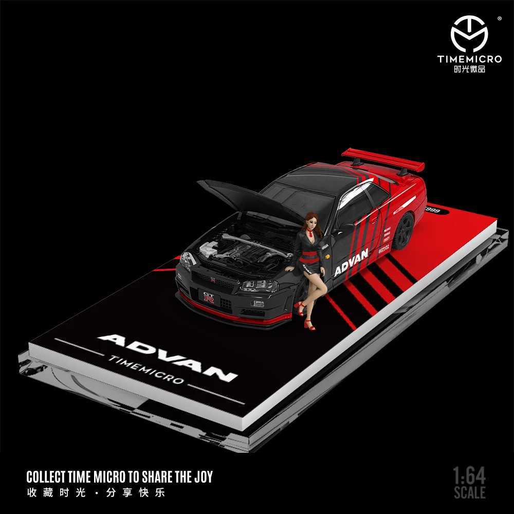 TIME MICRO 164 H300GTR R34 ADVAN Painting Simulation Alloy Car Model for HobbyCollectiblesDisplayGiftT251023