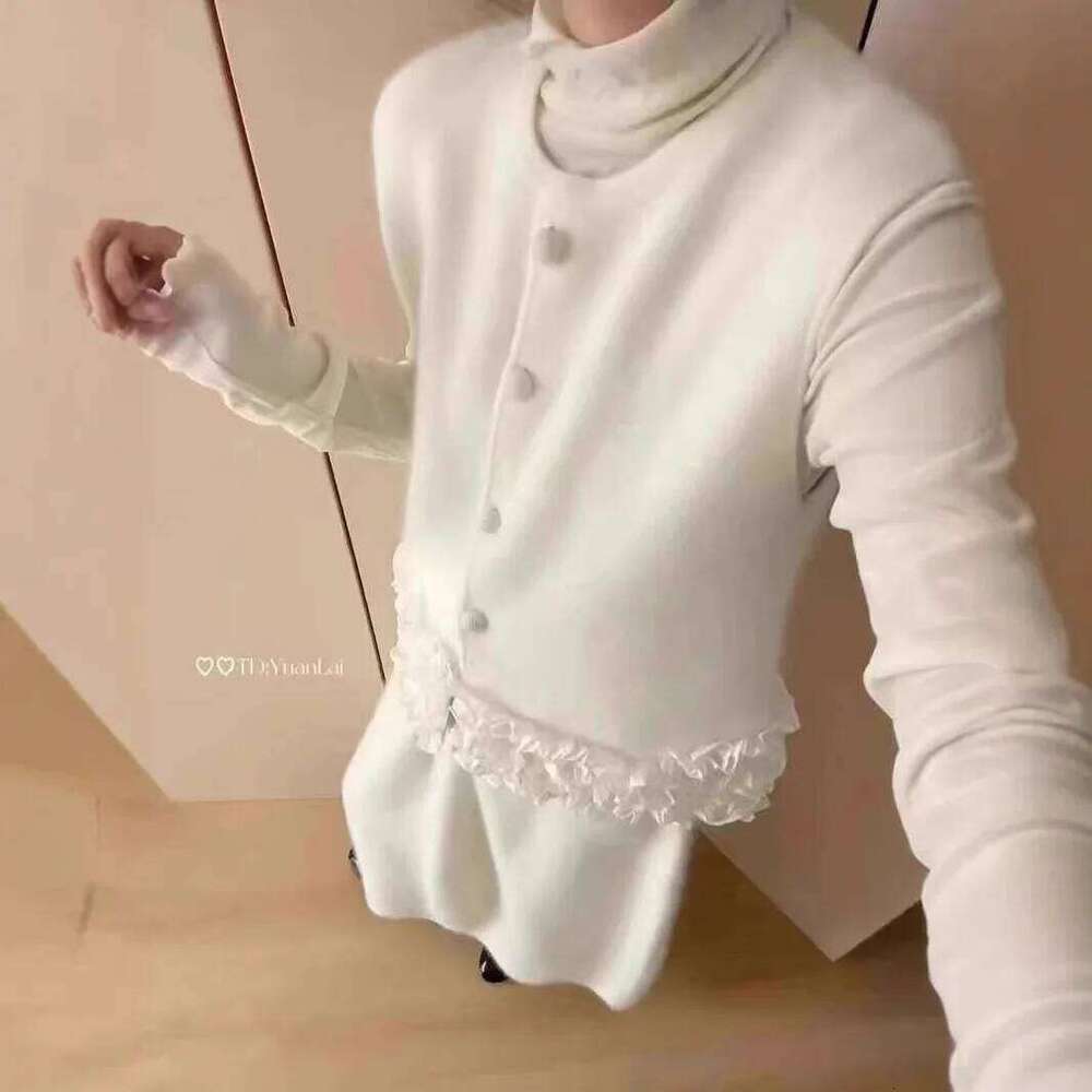 Sweater Vest New Korean Temperament Splicing Lace Thickened Women's Winter Sweatshirt