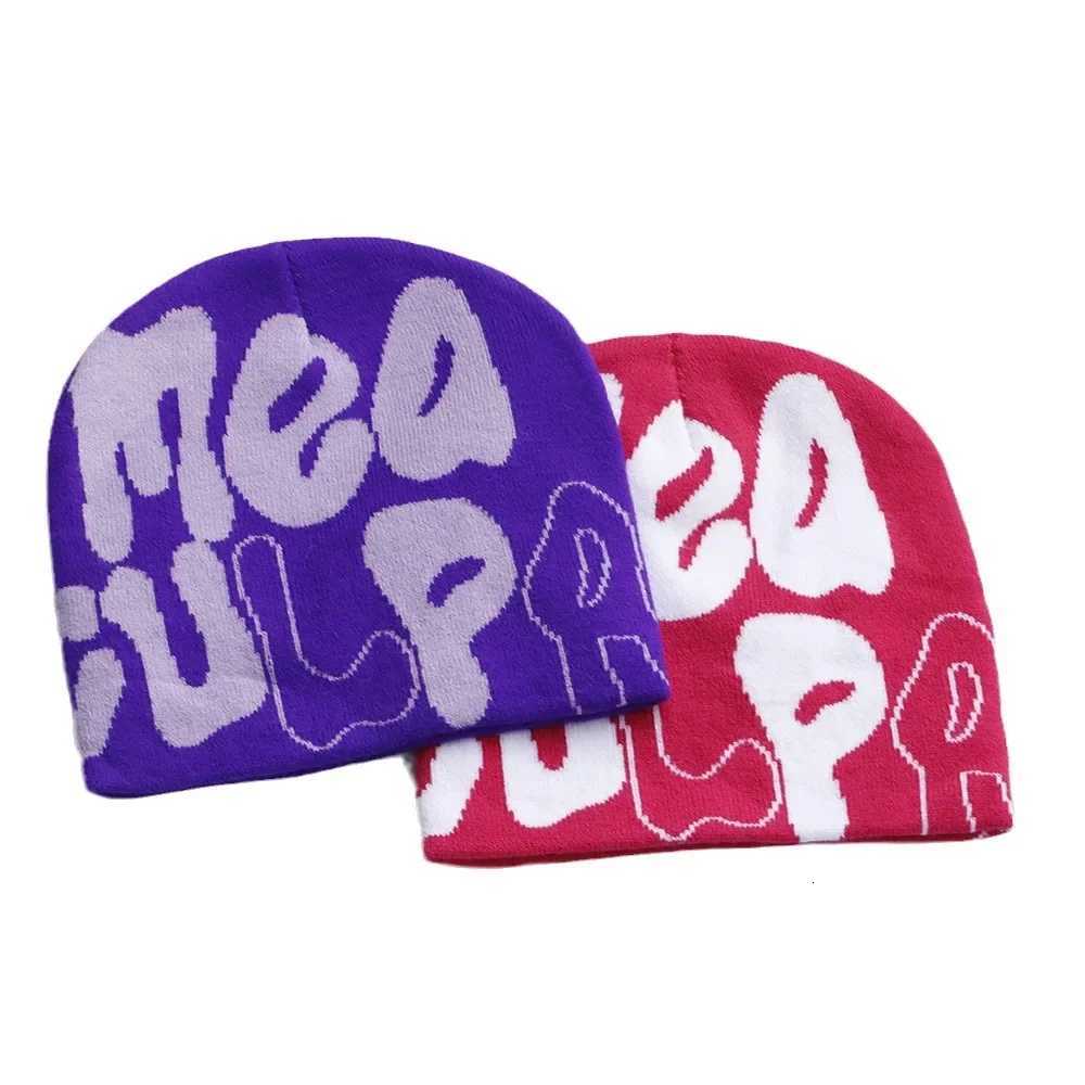New MEA Culpa Y2K Style Fashion Street Beanie Knitted Hat Soft and Stretchy for Mens Womens Warm Knitted HatXJ251023