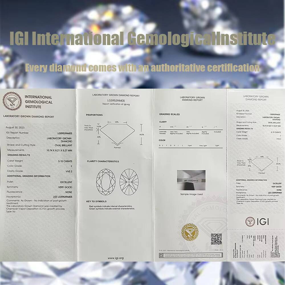 IGI Certified CVD Diamond Ring Engagement Woman Men 925 Silver Custom Classic Lab Grown Diamond Ring