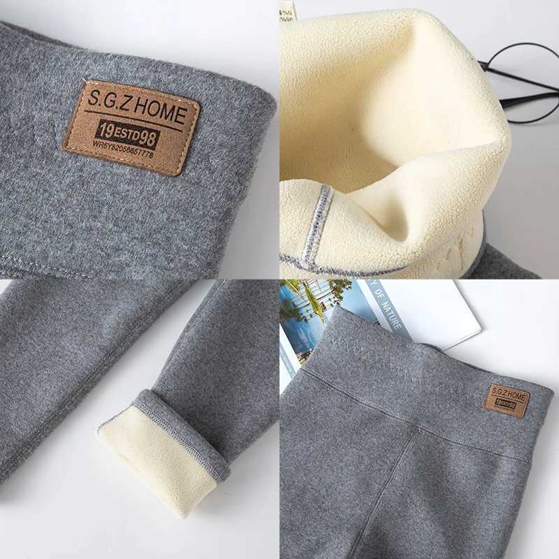 Fall Winter Warm Slim Pencil Leggings Women Casual Elastic High Waist Velvet Lined Pants Classic Solid Thicken Snow Wear CalcaT251023