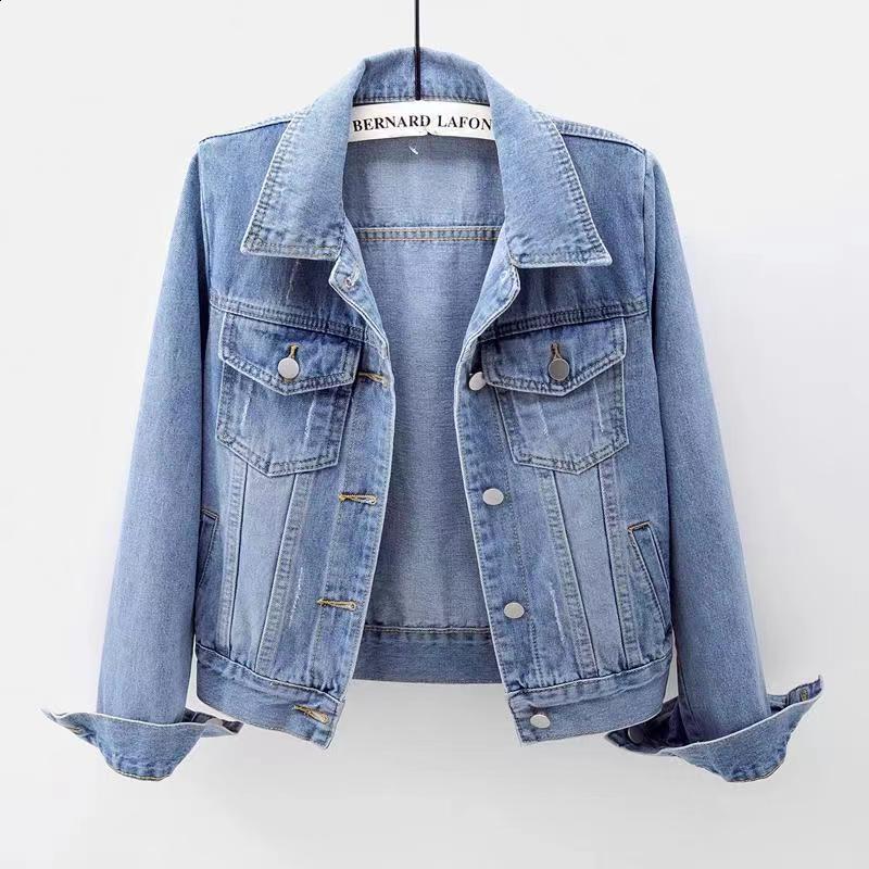 Women's Jackets Women jeans Jacket feminine Spring Autumn Sequin Floral Embroidery Denim Jackets Coat Female Short Long Sleeve Outerwear femme 23