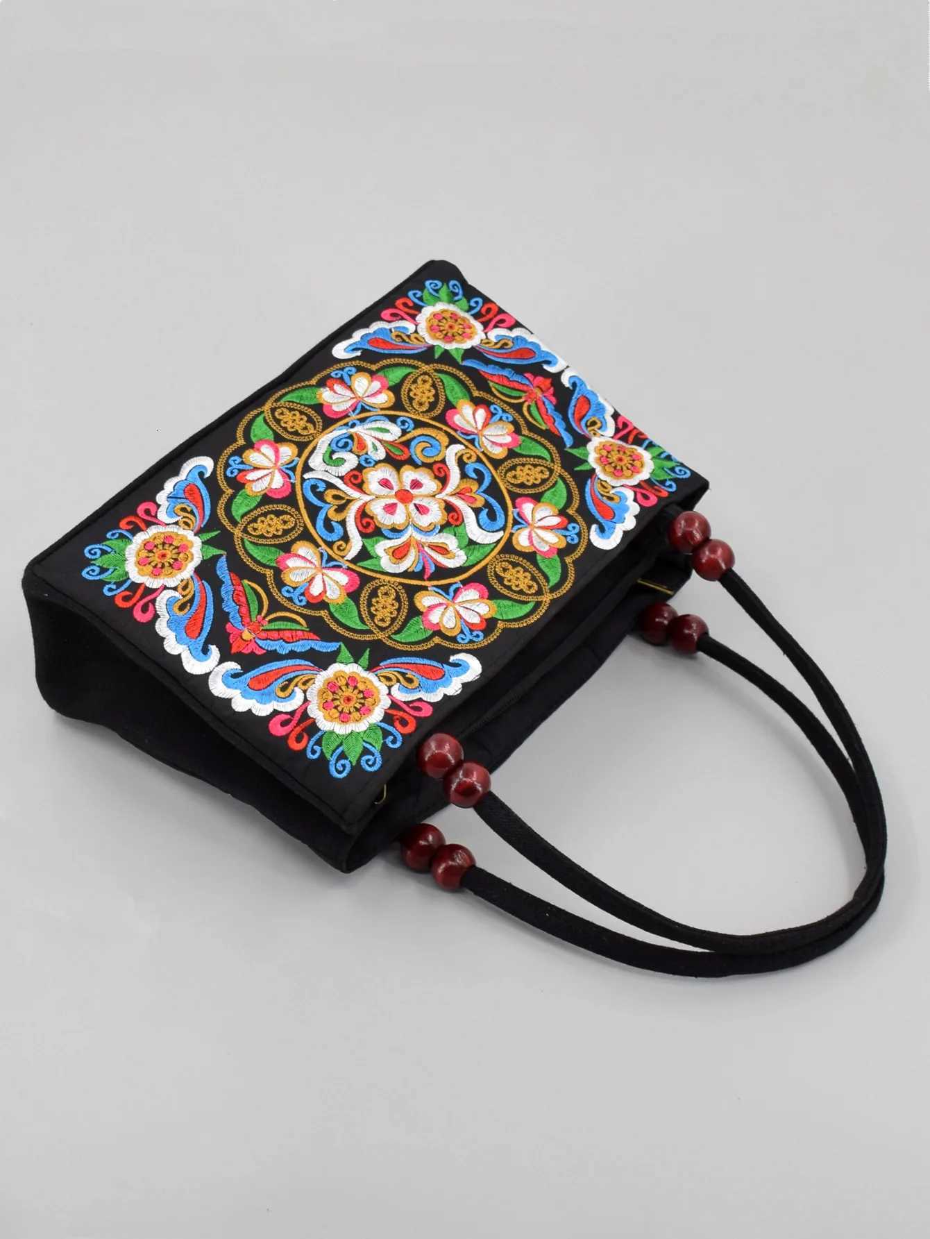 Ethnic style bag doublesided embroidery canvas small bag ladies double handbag leisure trend retroL251023