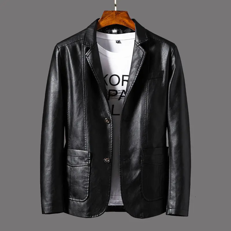 2025 Mens leather jacket casual suit mens spring and autumn youth PU formfitting motorcycle 251015