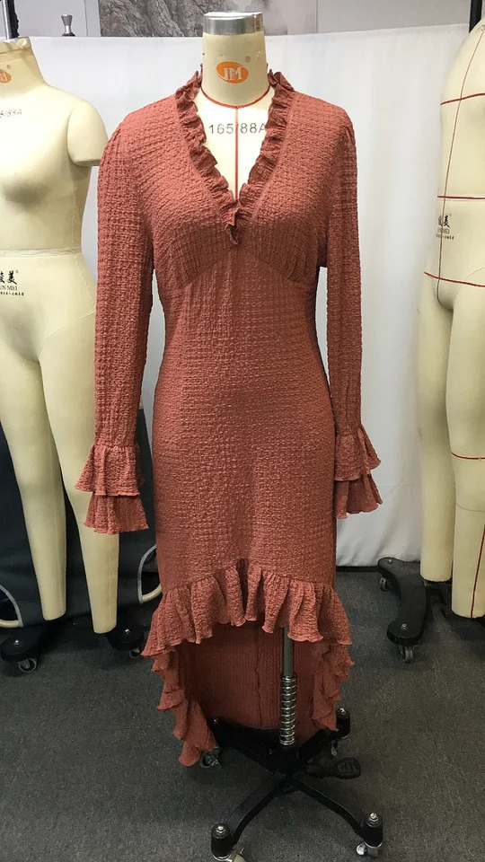 Vintage Halloween Linen Solid Color Long Sleeve Dress 251022