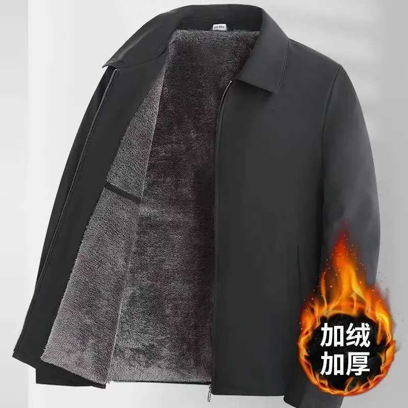 Autumnwinter Fleecelined Thickened Woolen Jacket for Middleaged Elderly Men Warm Excessively Large Business Casual Jacket Men W251023