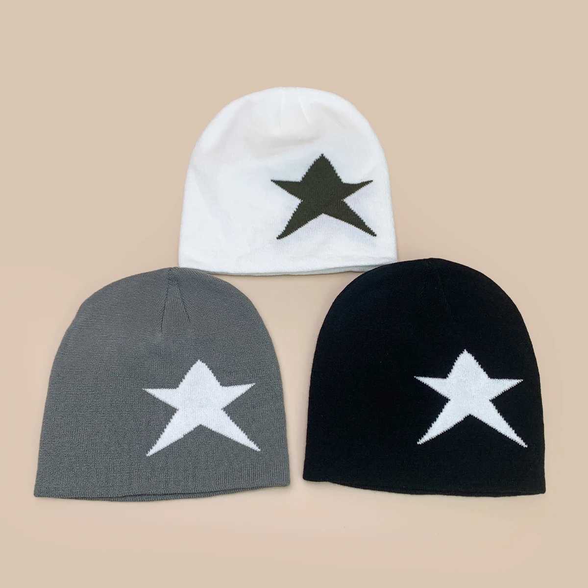 Star Hip Hop Personal Knitted Hats Man and Woman New Simple Versatile Streetwear Fashion Color Block Warm Niche Skate BeaniesXJ251023