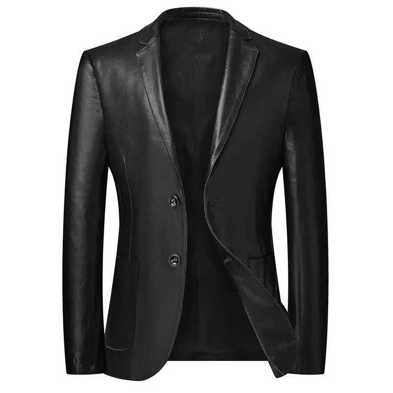 Mens PU Leather Jackets Autumn Winter Turn Down Collar Motorcycle Outerwear Men Solid Loose Casual Leather Blazer Plus Size 8XL W251023
