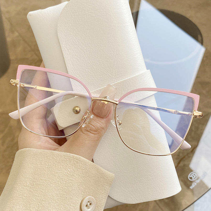 2025 Cat Eye for Women Bare Face Artifact Ins Style Fashion High-end Personality Blue Light Blocking Glasses Metal Frame