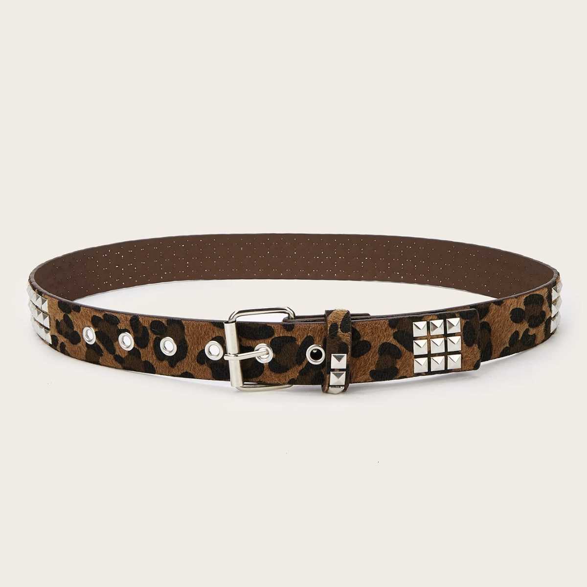 1pc Mens Punk Y2k Rock Leopard Print Rivet Belt Jeans Versatile Decorative BeltXJ251023