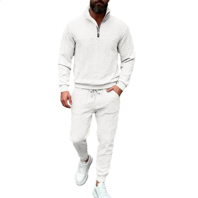 Mens Winter Collection European American TwoPiece Sweatshirt Set Jacquard Street Fashion Casual Sportswear 1 Or 2 Pieces 251023