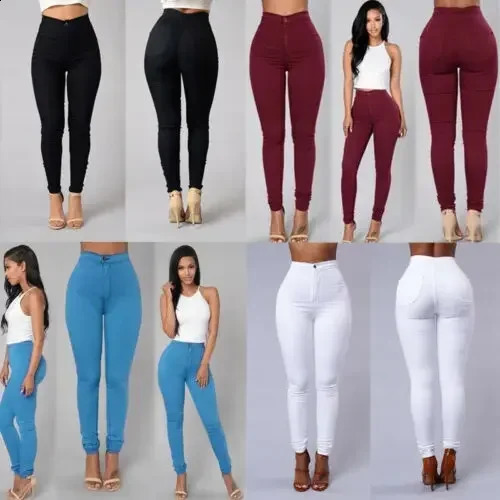 Women Pencil Stretch Slim Denim Skinny Jeans Pants High Waist Jeans Trousers 251023