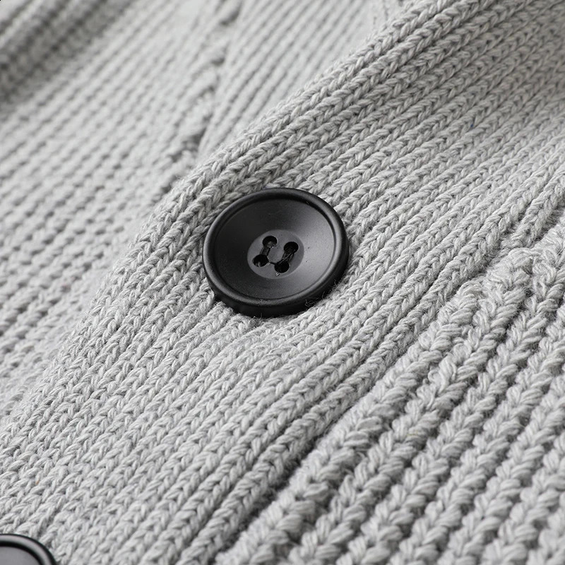 High End Wool ner Thick Korean Autum Winter Fashion Cable Knit Sweater Jacket Men Casual Coats Mens Clothing 251023