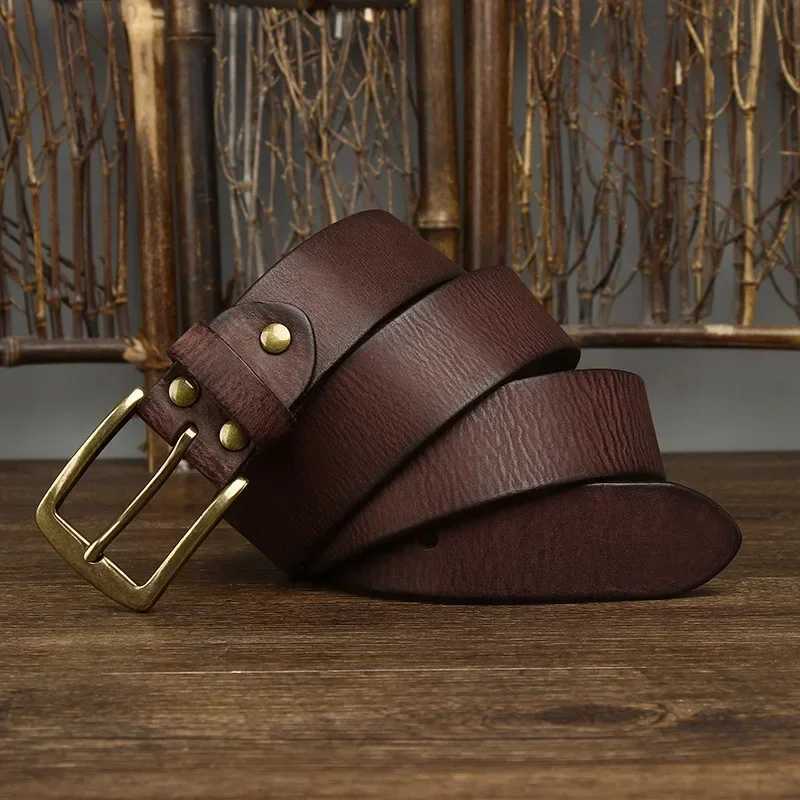 38CM Thick Cowhide Copper Buckle Genuine Leather Casual Jeans Belt Men High Quality Retro Luxury Male Strap Cintos DesignerXJ251023