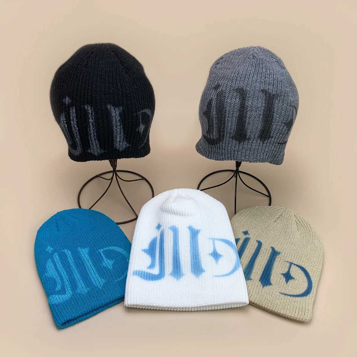 Color Block Street Sanskrit Knitted Hats Autumn and Winter New Unisex Y2K Warm Personal Versatile Subculture Fashion ins BeaniesXJ251023