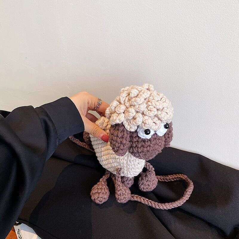 Sean Yarn Handmade Cute Cartoon Little Sheep Knitted Single Shoulder Crossbody Bag For Women Finished Product