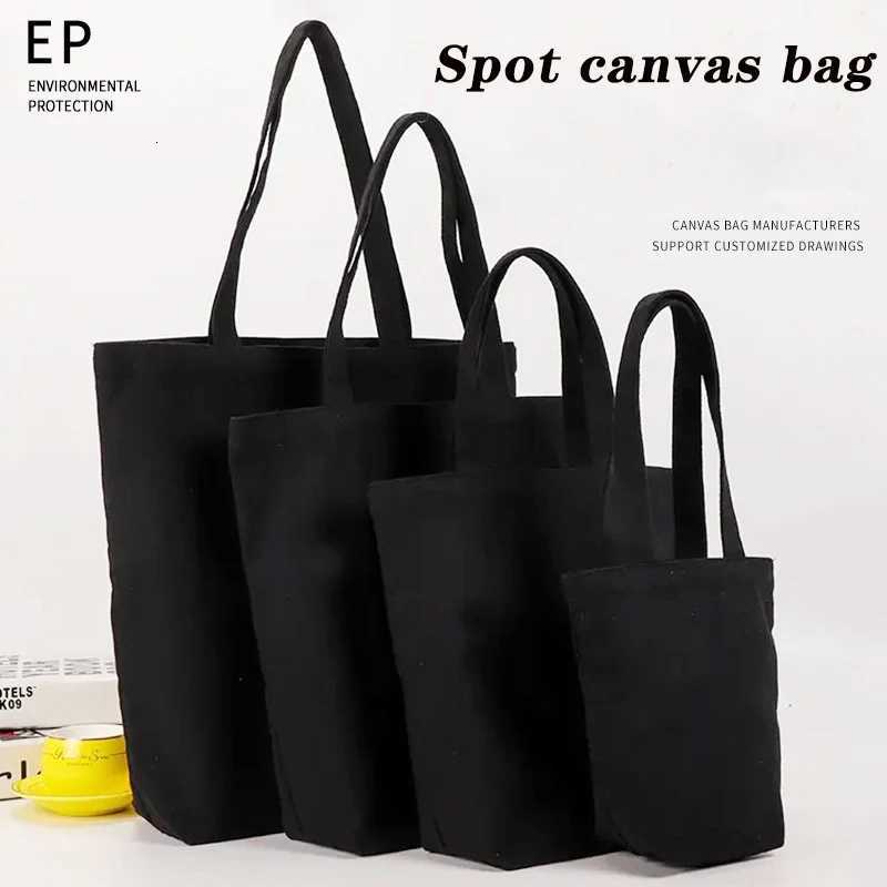 ISKYBOB Canvas Tote Cotton Bag Black Shopping Bag Reticule Cosmetic Bag Student Shoulder Bag Cosmetic Bag Canvas Belt PocketL251023