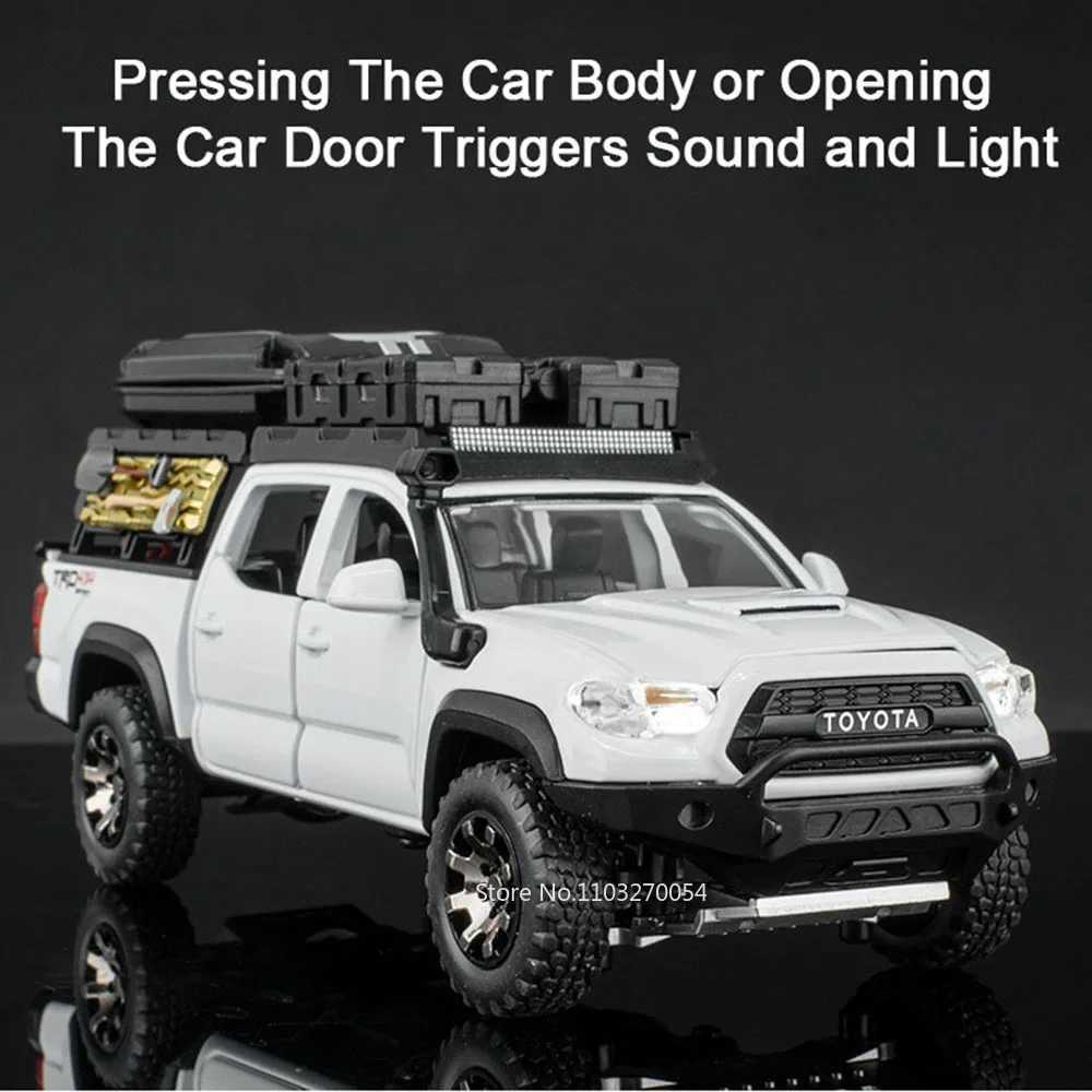 Scale 132 Tacoma Prado Car Toys Alloy Diecast Model Doors Opened Sound Light Pull Back Miniature Vehices for Toddler Kids GiftsT251023