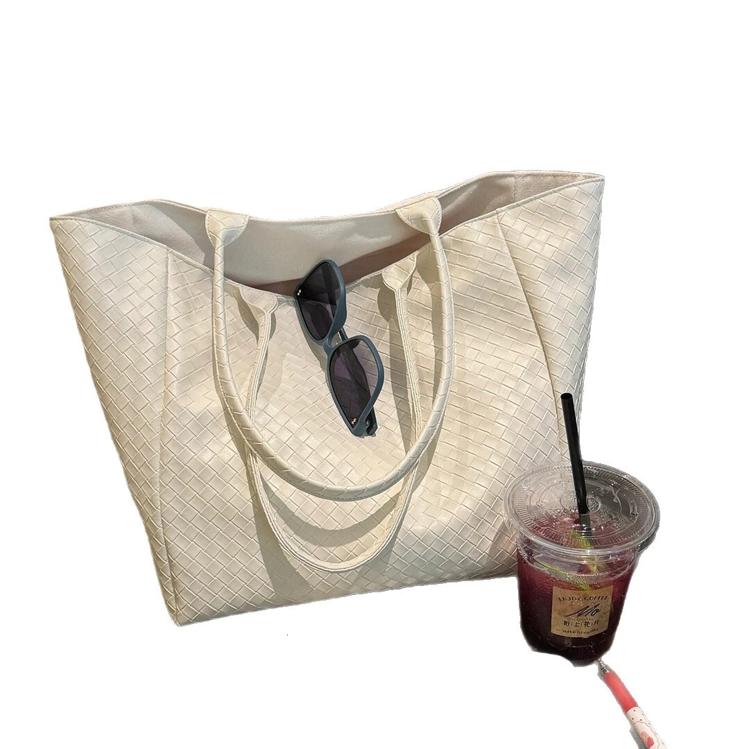 Luxury Brand Designer Bag Korean Style High-End Woven Bag For Women 2025 New Lazy Style Versatile Shoulder Bag Morning Commute Tote Large Bag