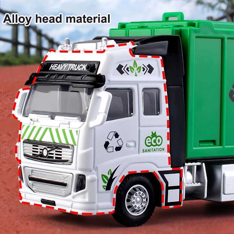 Alloy Engineering Vehicle Model Simulation Inertia Pullback Sanitation Vehicle Toy Classified Garbage Bin Childrens Toy GiftT251023