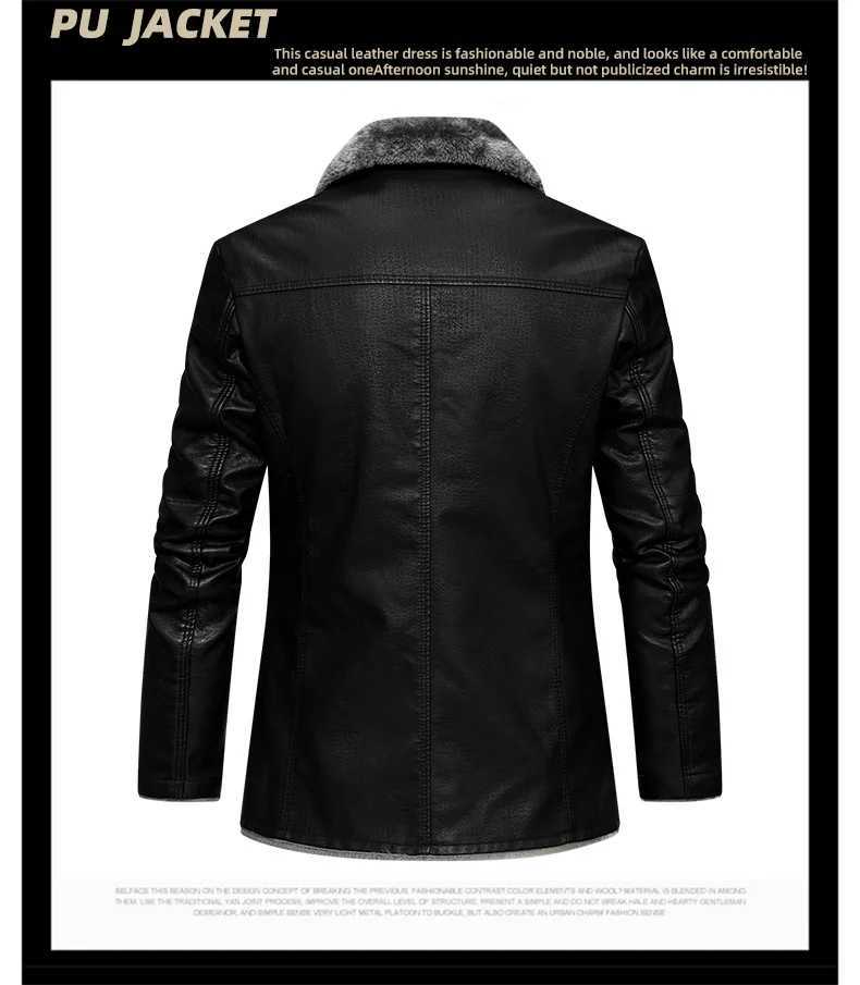 Autumn Winter Korean Style New Fashion Mens Turndown Collar Singlebreasted Casual Trendy Solid Color Faux Leather Jackets W251023