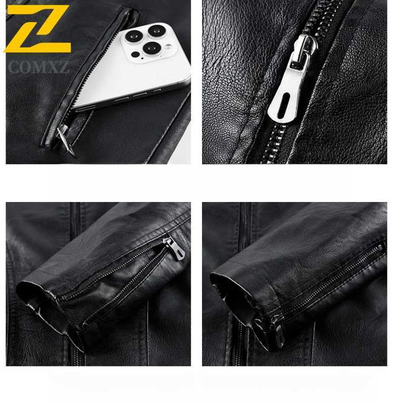 COMXZ Plus Size Mens Leather Jacket Classics Turndown Collar Adventure Windproof Leather Coat Fashion Leisure Work Autumn Wear W251023