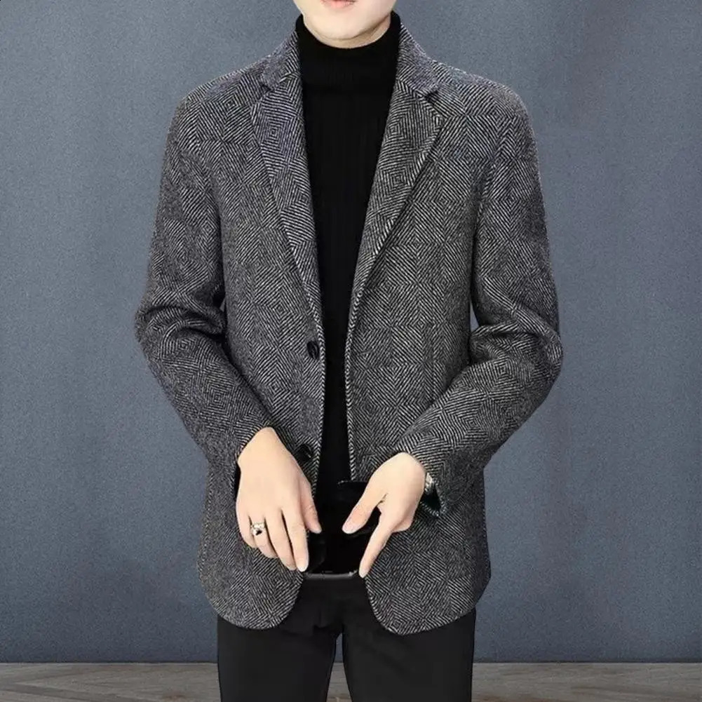 Wool Suit Jacket Men Winter Coat Mens Slim Fit Woolen Business with Lapel Long Sleeve Two Button for Autumn 251023