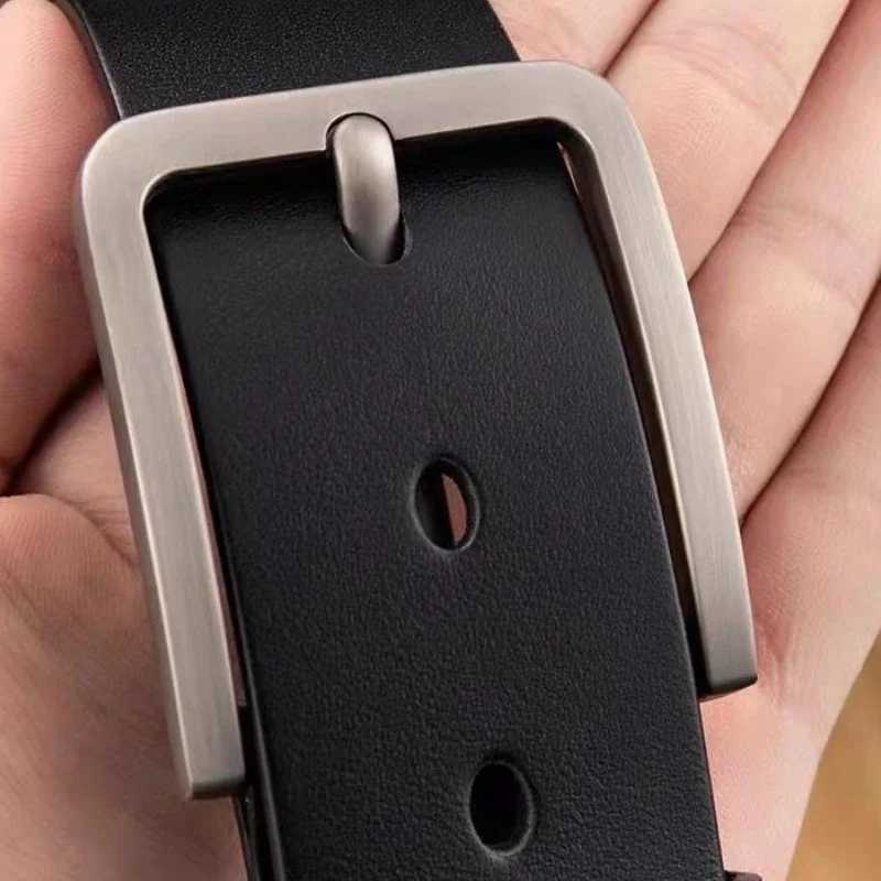 2026 New Mens Vintage Casual Belt Black Pin Buckle Student Versatile Leather Wide BeltXJ251023