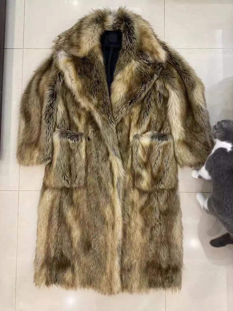 Mauroicardi Autumn Winter Oversized Colorful Thick Warm Faux Fur Coat Men y Fluffy Overcoat Runway European Fashion 251023