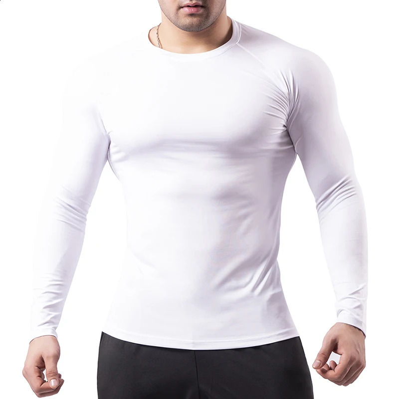 Spine Print Long Sleeve Compression Shirt for Men Athletic Quick Dry Tshirts Gym Workout Running Tees Tops Baselayer Undershirt 251023
