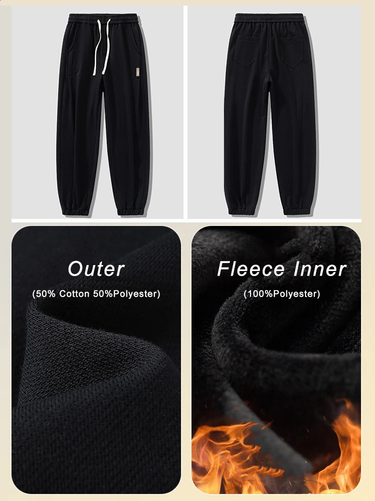 Mens Winter Fleece Joggers AnkleLength Thick Warm Knitted Sweatpants Loose Fit Thermal Sport Trousers Asian Size M8XL 251023