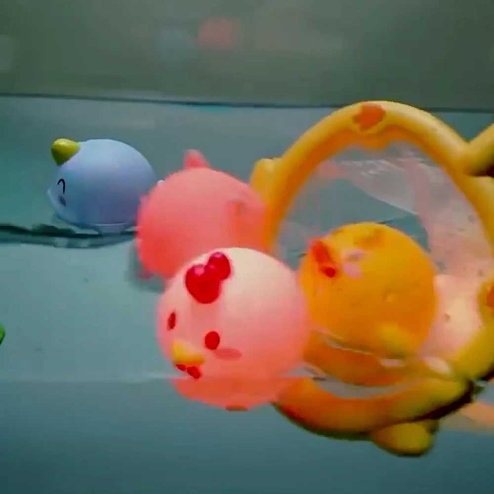 Baby Cute Animals Bath Toy LED Light Up Toys Swimming Water Soft Rubber Float Induction Luminous Duck for Kids Play Funny Gifts J251023