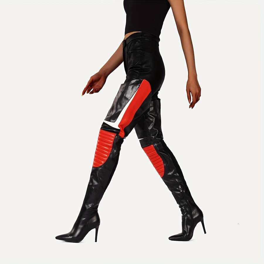 2026 Slender High Heels With Color Matching Knee Length Boots