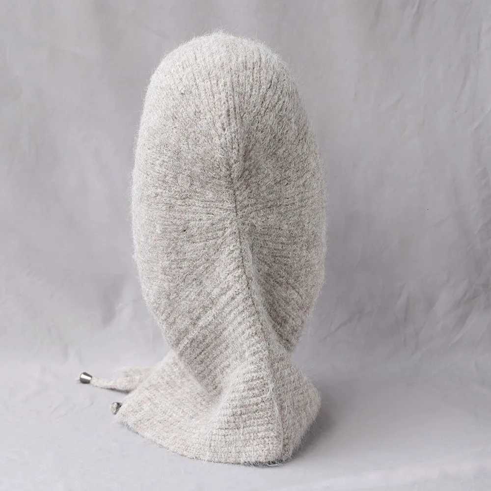 Unisex Wool Knitted clava Winter Ear Face Neck Protect OnePiece Scarf Hat Soft Warm Hooded Beanies Twist False CollarW251023