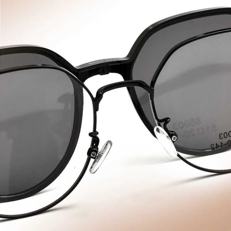 Trendy Polarized Clip On Sunglasses Titanium Alloy Glasses Frame Women Optical Round Sunshades EyewearW251023