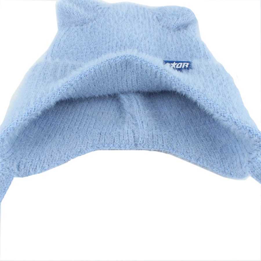 Winter Warm Soft Stretch Slouchy Beanie Hats For Women Fashion Cute Cat Ears Earflap Hat Outdoor Ear Protection Fuzzy Ski CapXJ251023