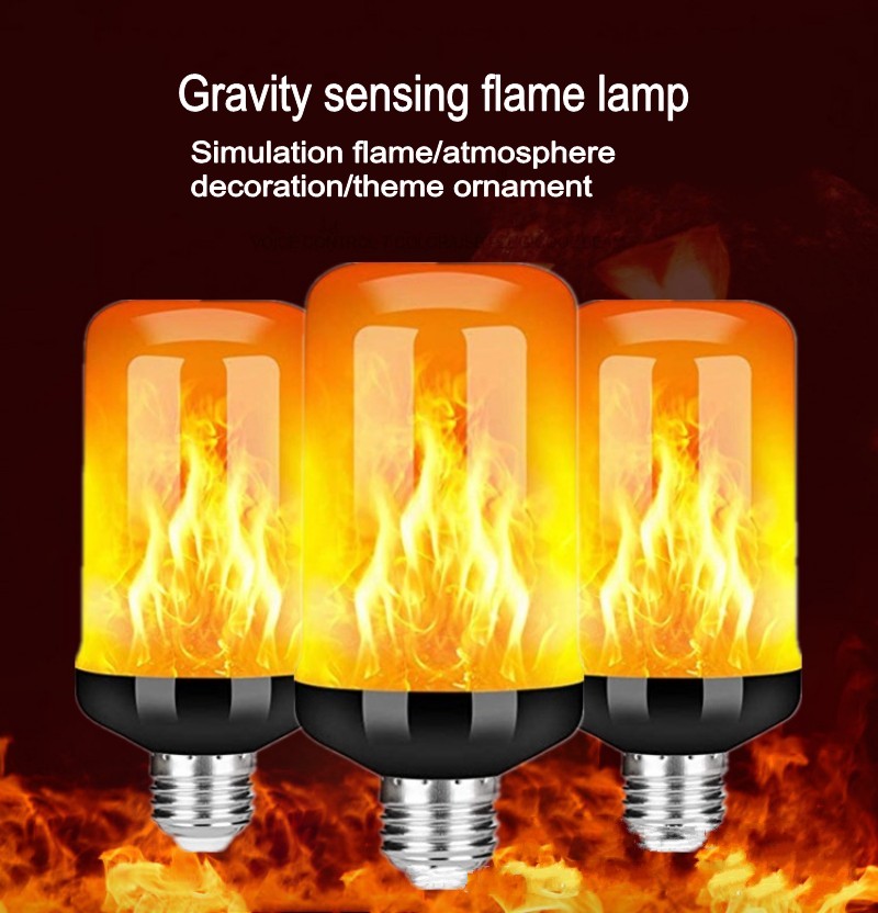 E27 LED Flame Light, Simulated Candle Fire Bulb for Outdoor Garden Decoration, 7W Warm Light Aluminum+ABS IP26 80-220V-Flame lamp