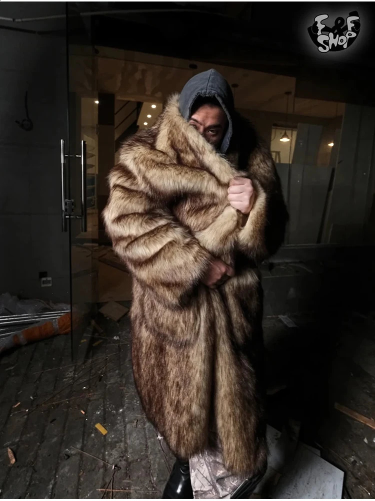 Mauroicardi Autumn Winter Oversized Colorful Thick Warm Faux Fur Coat Men y Fluffy Overcoat Runway European Fashion 251023