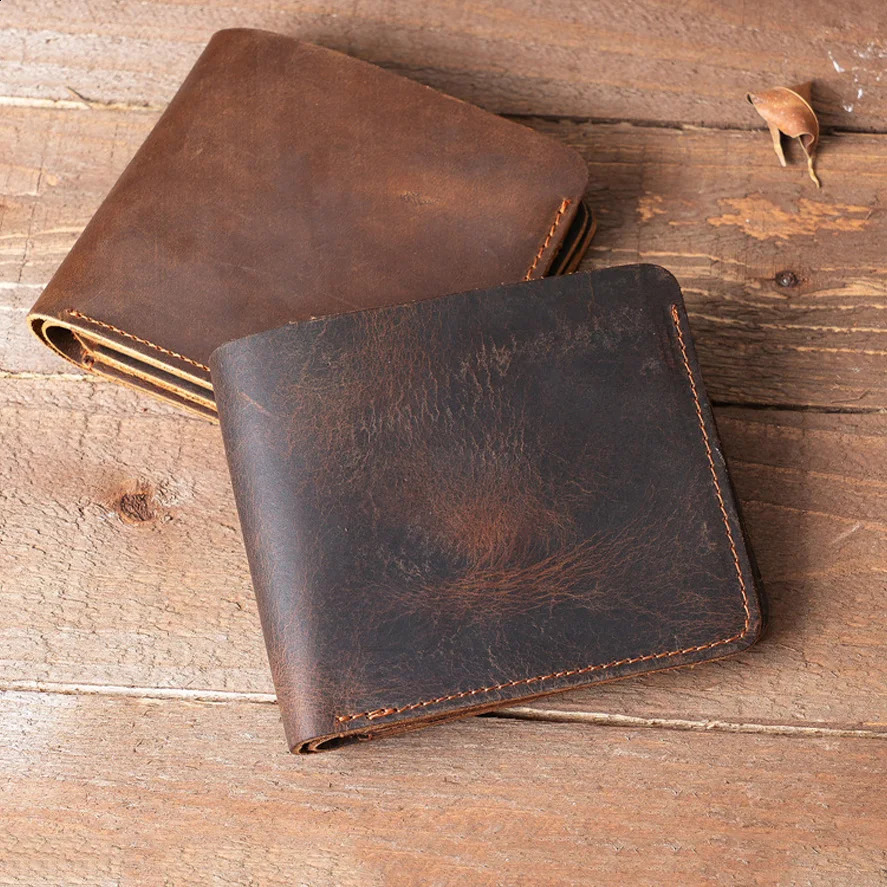 Genuine Leather Mens Wallet with Coin Pocket Minimalist Bi Fold Pure Leather Wallet for Men251023
