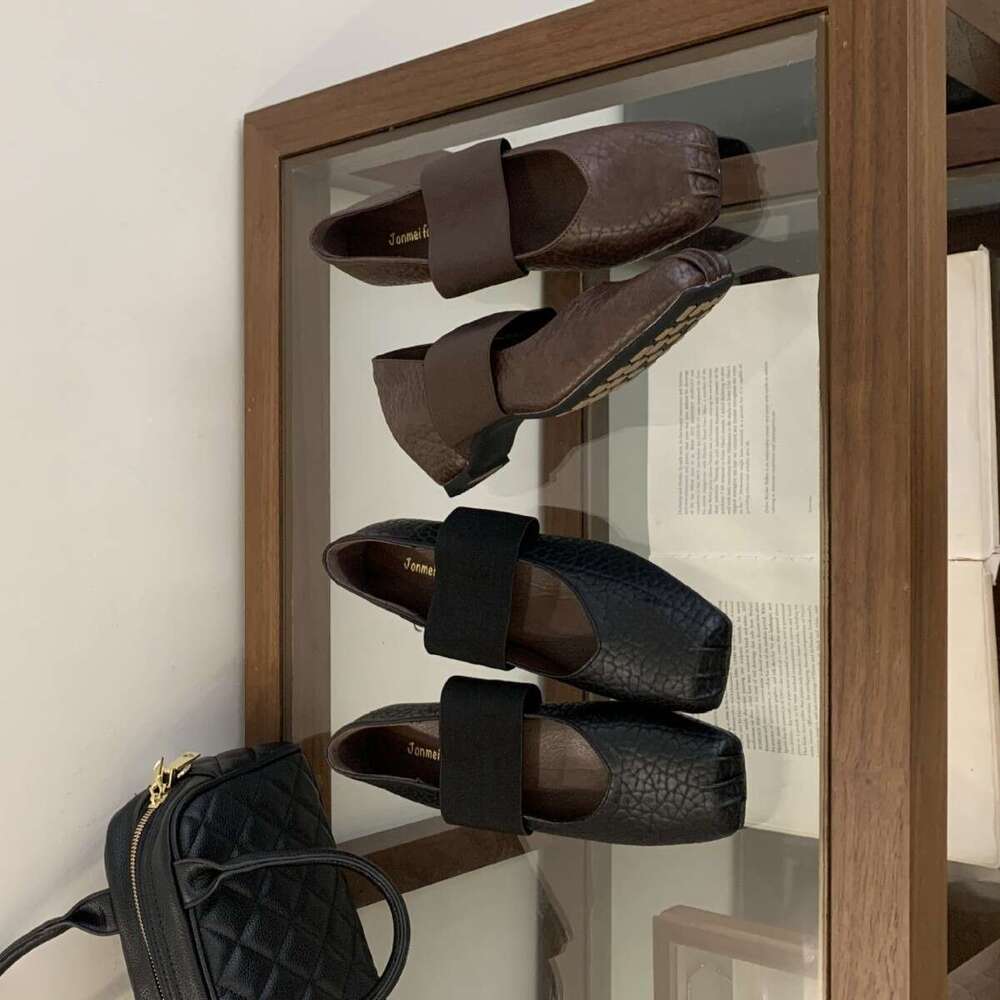 Hidden Wedge Mary Jane Shoes 2025 Autumn Women's Bowknot Shallow Mouth One-Strap Ballet Square Toe Black Elegant Classic Fitted Luxe