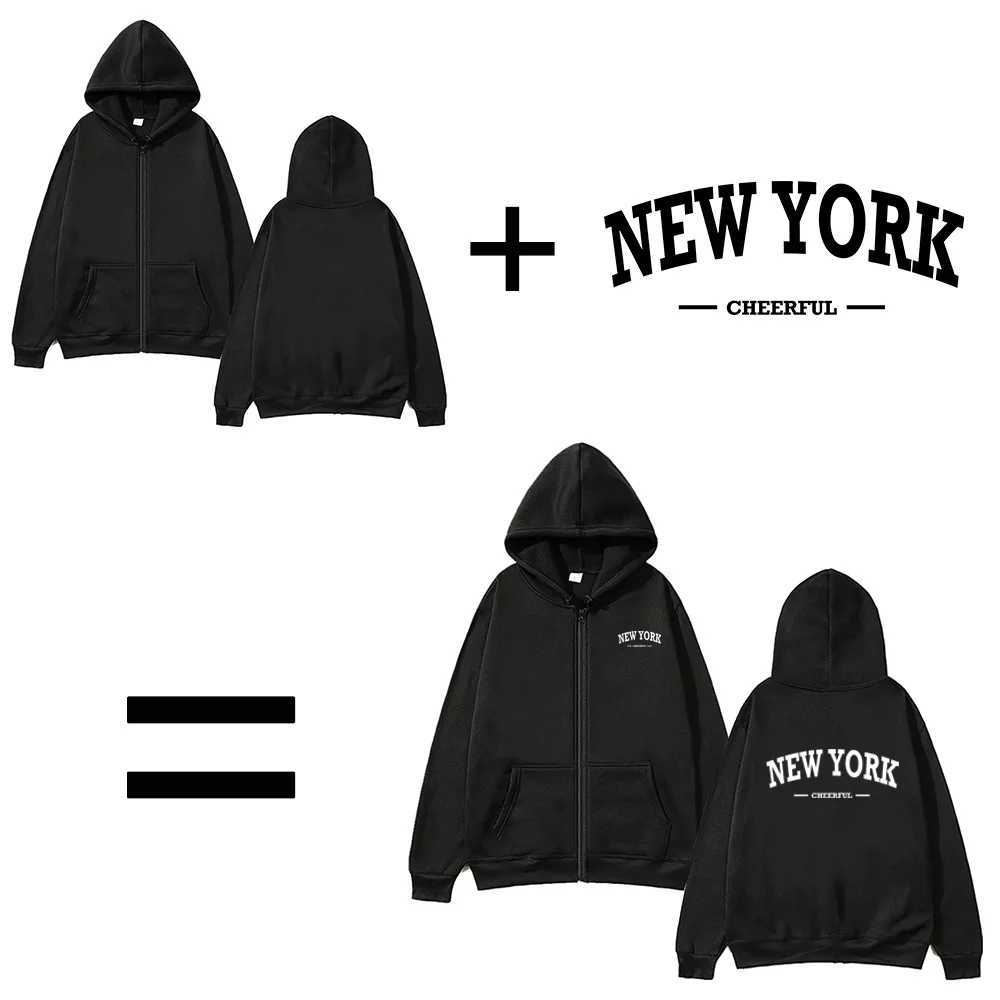 DIY Personalised customised mens street hoodie zip front sports sweatshirt womens casual knitted hoodie couples giftT251023