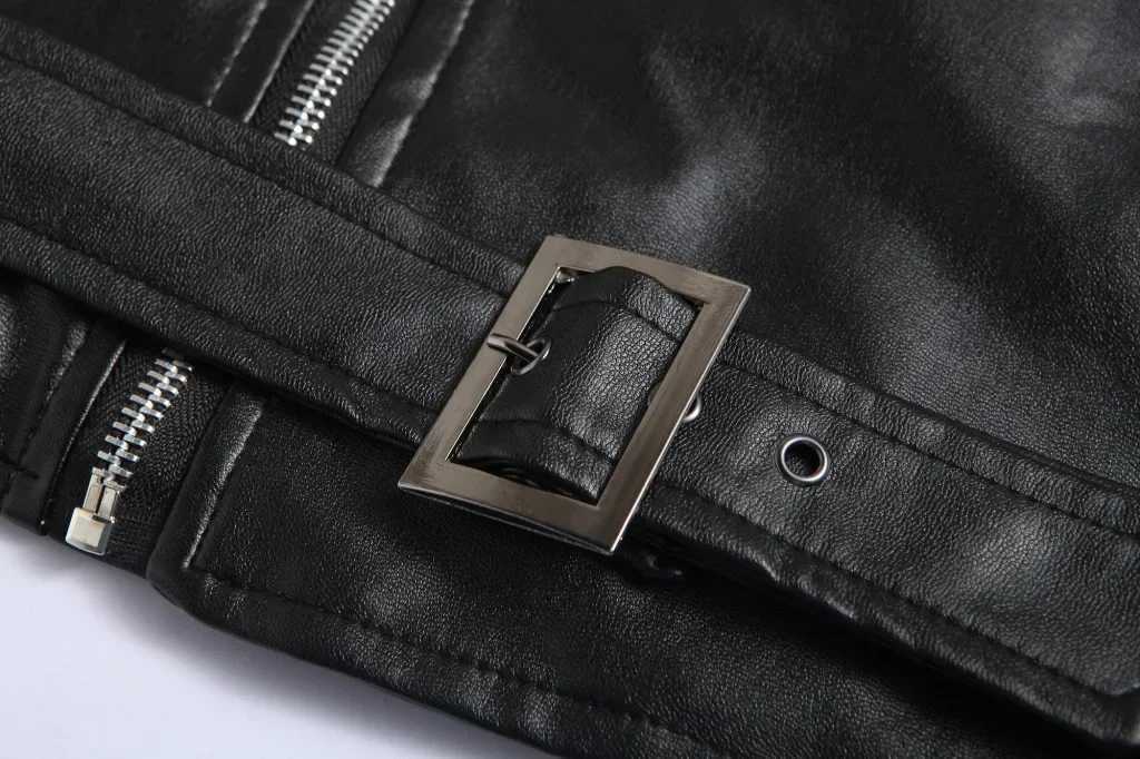 Men PU Leather Jacket Motorcycle Fashion Slim Fit Leather Coat W251023