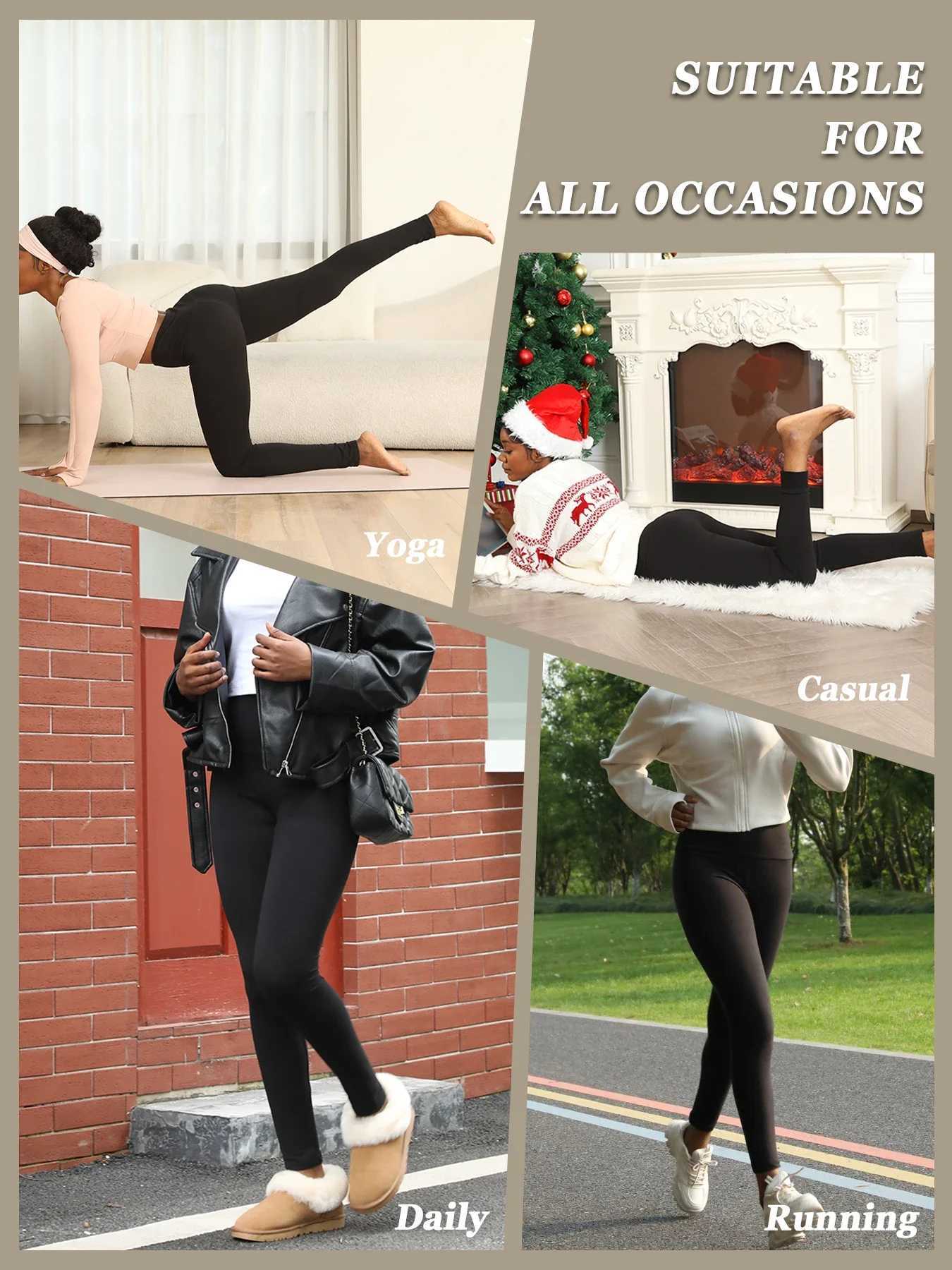 3 Pack Womens Thermal Fleece Lined High Waisted Leggings Workout Winter Warm Thick Tights Soft Yoga PantsT251023