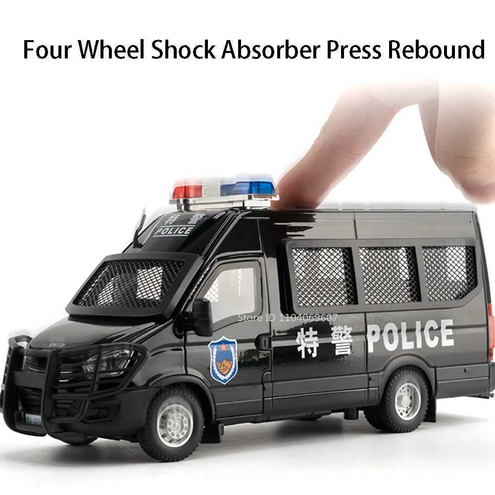 124 YWK Police Car Alloy Diecast GP Models Toys Doors Opened Sound Light Pull Back Miniature Models Collectible Ornaments GiftsT251023