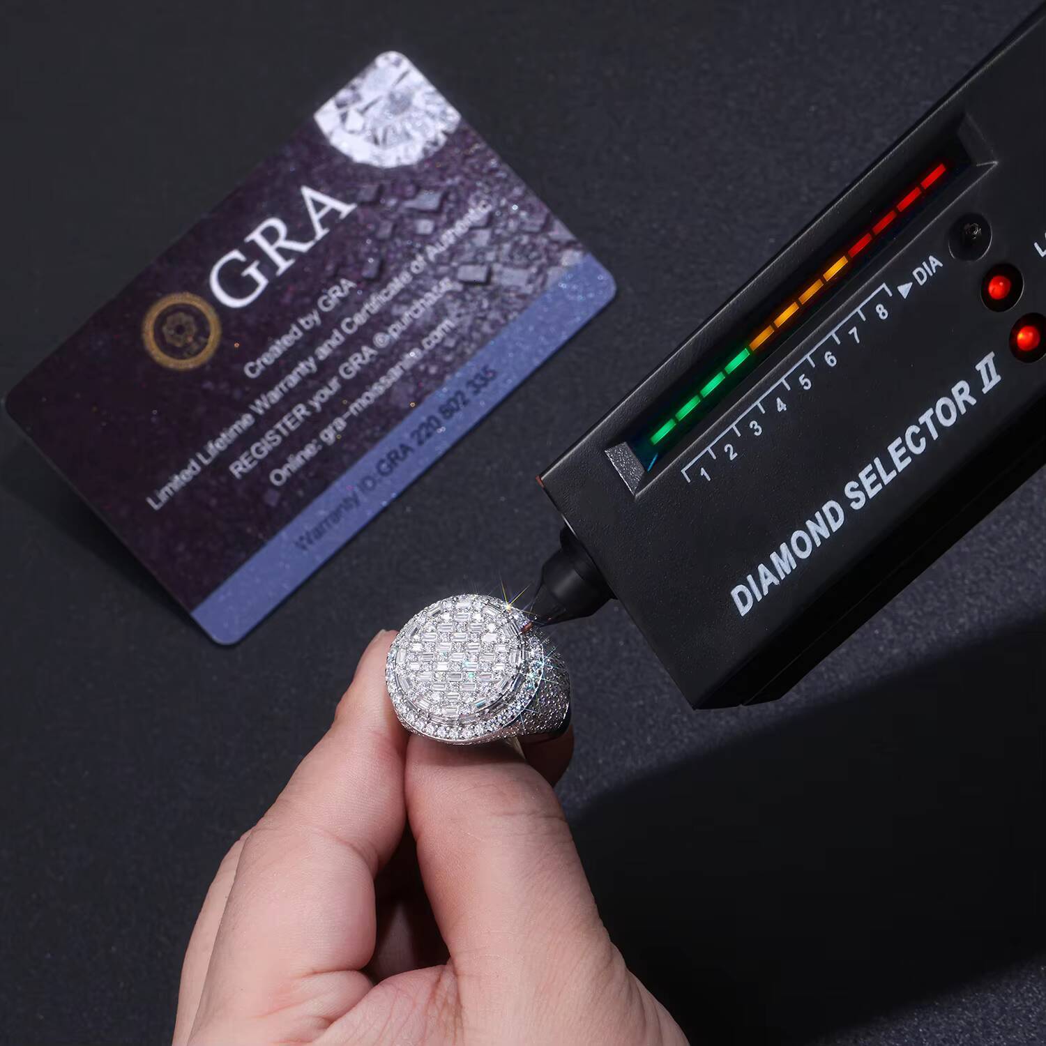 Zanlong 15358 Fashion Jewelry Wholesale 925 Sterling Silver Iced Out Moissanite Hip Hop Men VVS Moissanite Ring for Men