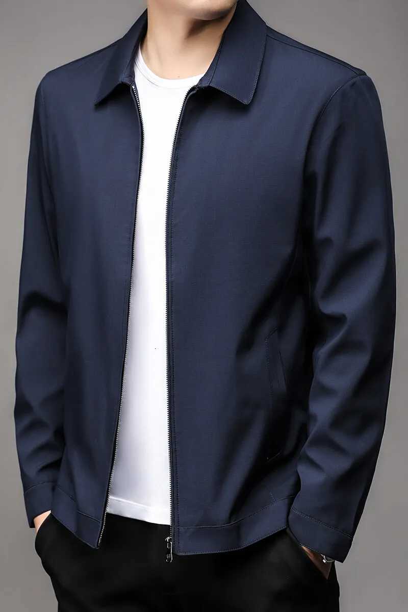 Mens Business Casual Jacket Solid Color Flip Collar Casual Outerwear for Spring and Summer Comfortable Versatile Mens Top W251023