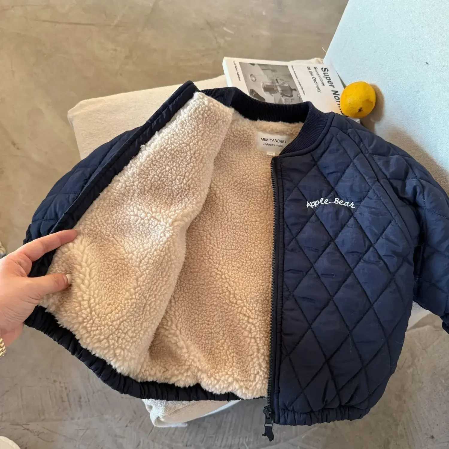 Cartoon Embroidery Bear Kids Jacket Winter Plush Childrens Clothing Outerwear Coats Thicken Warm Girls Boys Cotton Down Parkas Y251023