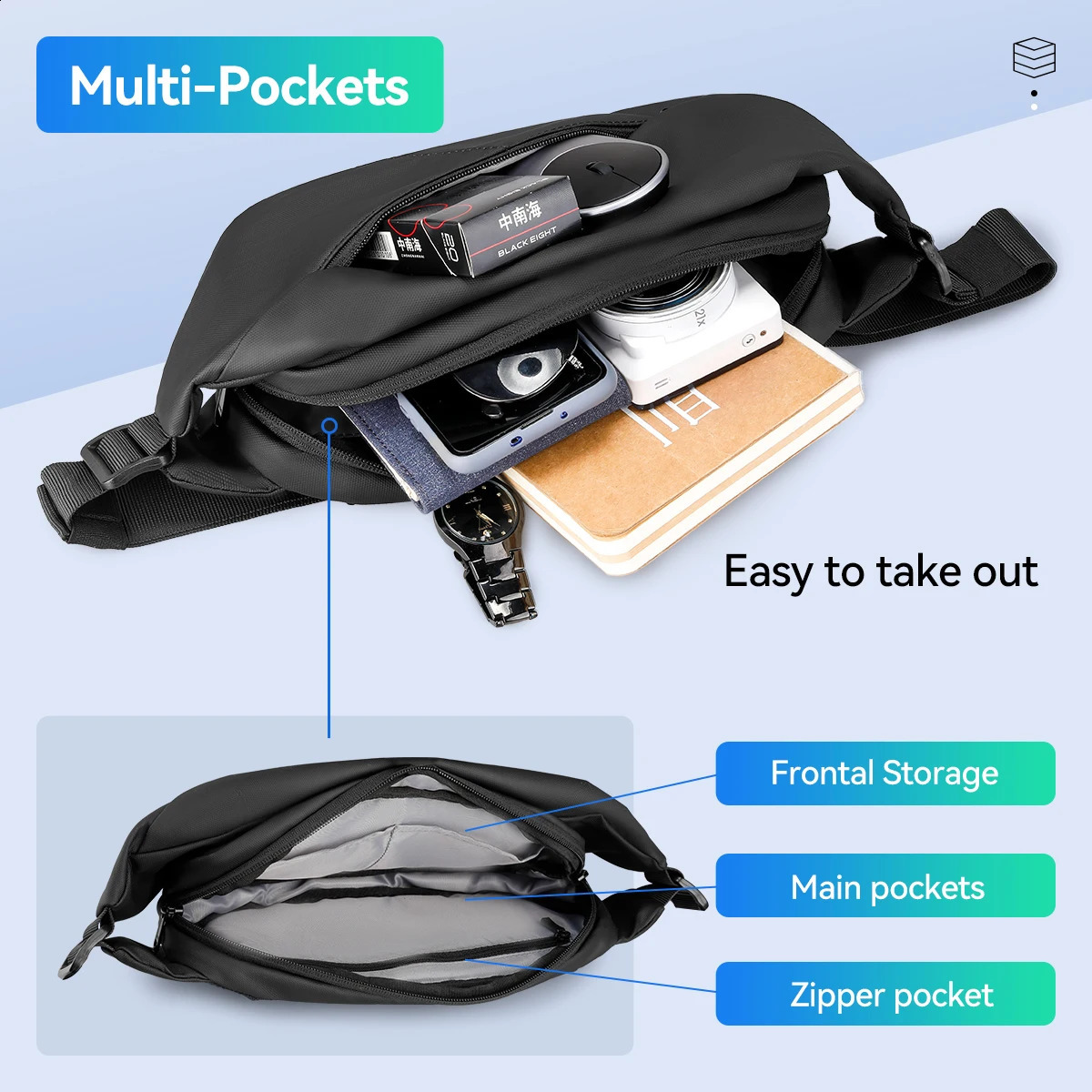 MARK RYDEN Crossbody Bag Mini Men Waterproof Male Fanny Pack Fits in 79inch Ipad251023