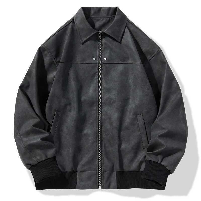 Premium Brown Leather Jacket For Men American Vintage Style Notch Lapel Retro Coat 2025 New High Quality Mens Leather Jacket W251023